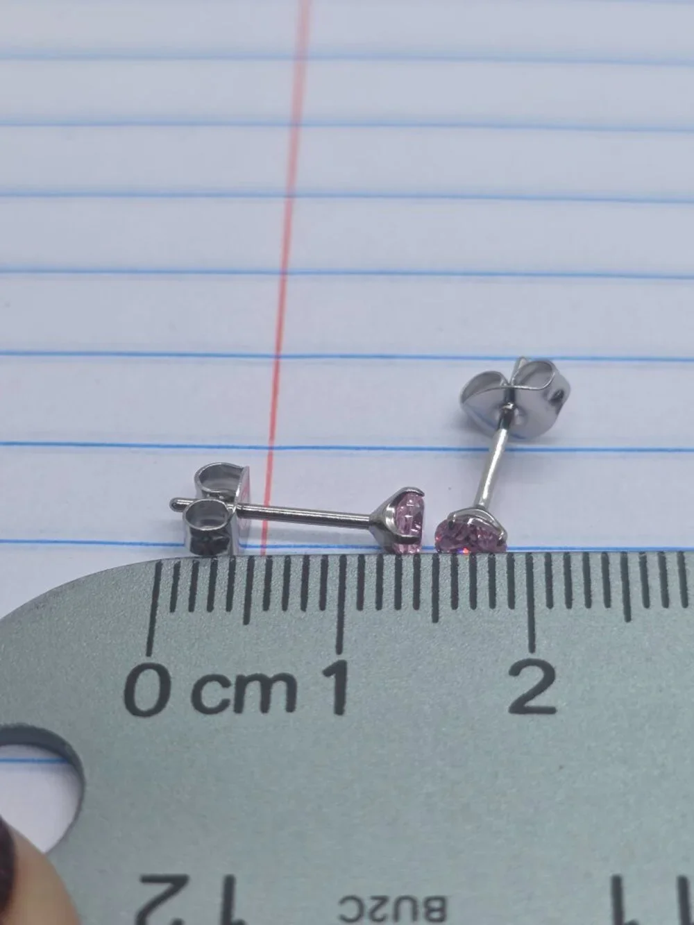 Titanium 4mm Light Pink Martini CZ Stud Earrings B4095